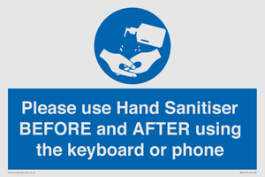 Please use Hand Sanitiser BEFORE and AFTER using the keyboard or phone